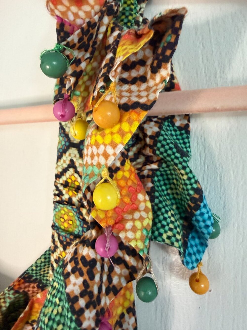 FARM Rio Mixed Prints Patchwork Dress-Midi-XS- Beaded-Tassels- XS- MSRP $325 - Picture 12 of 16